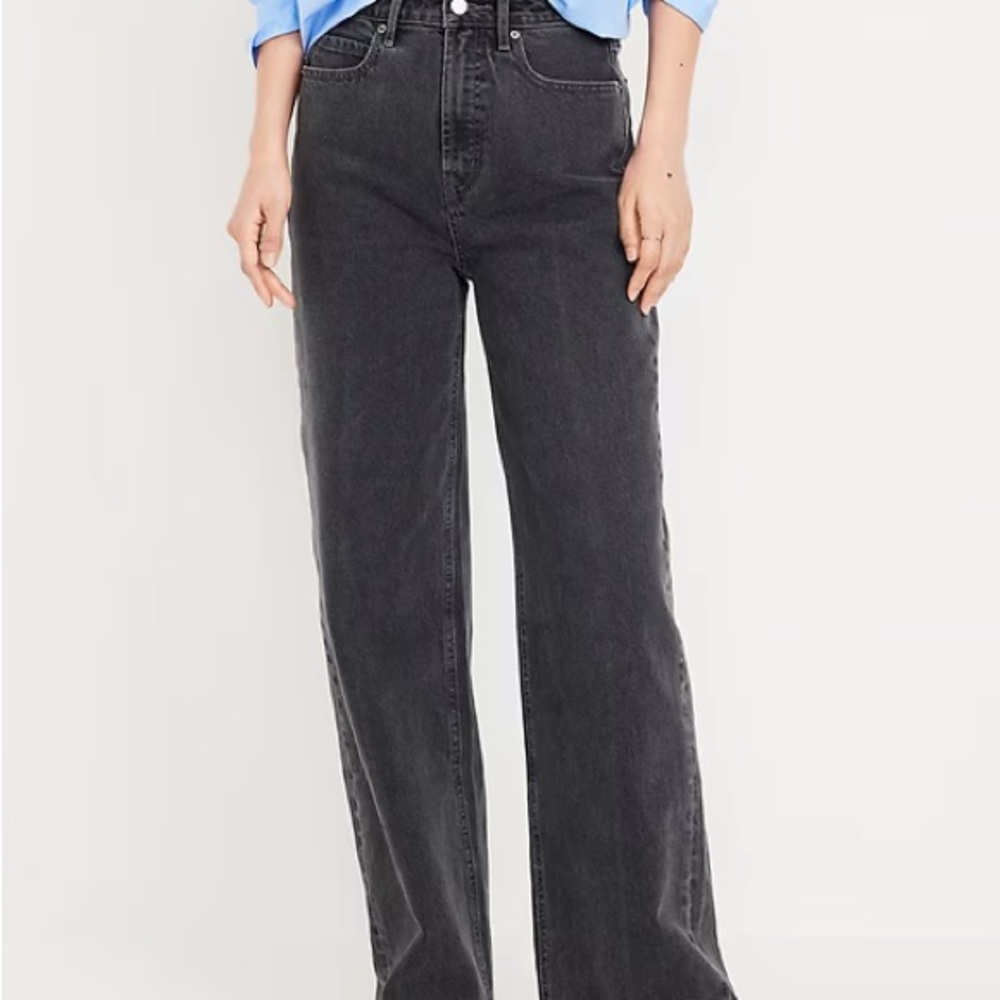 Old Navy Women's High-Rise Wide Leg Jeans - Charcoal